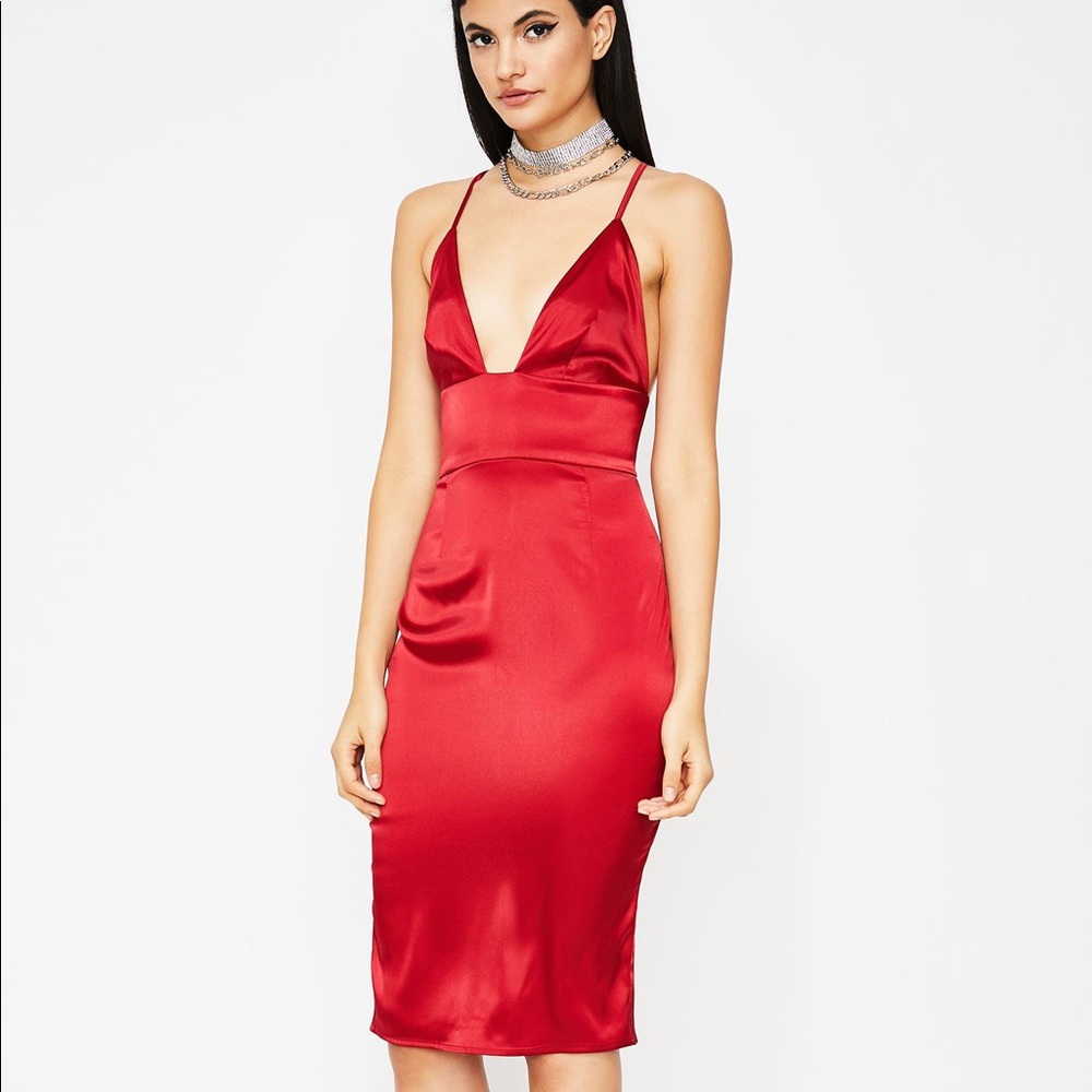 Love Buy Me a Drink Satin Dress in Red